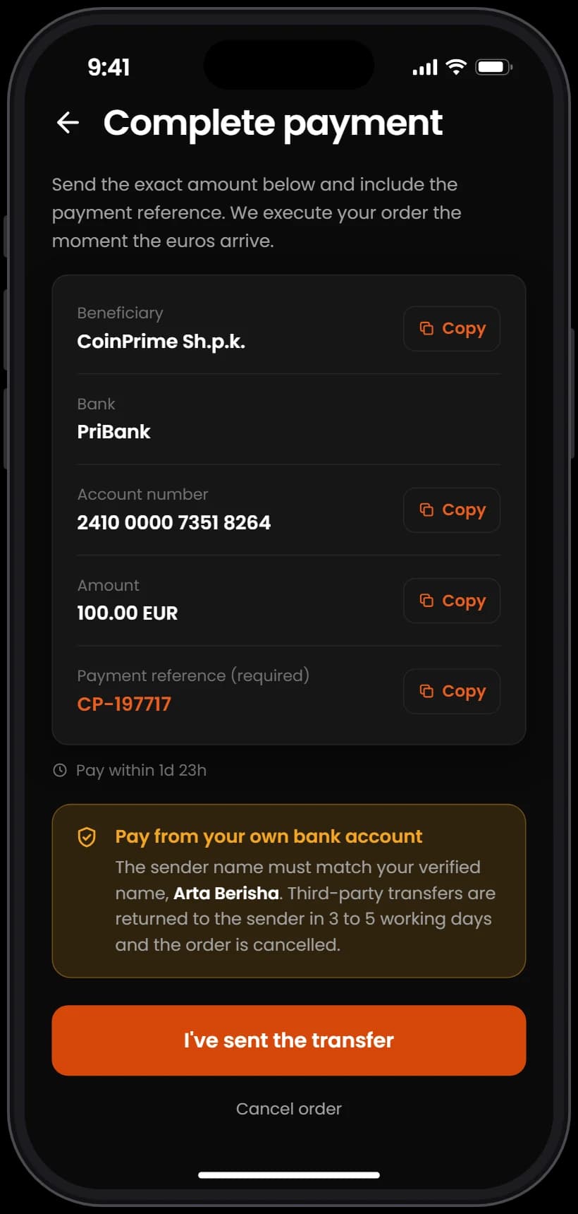 Send payment